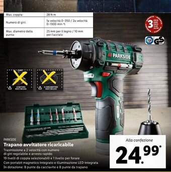 Lidl Parkside Trapano avvitatore ricaricabile offerta