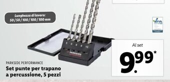 Lidl Parkside Performance Set punte per trapano a percussione, 5 pezzi offerta