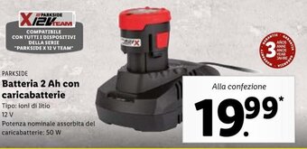Lidl Parkside Batteria 2 Ah con caricabatterie offerta