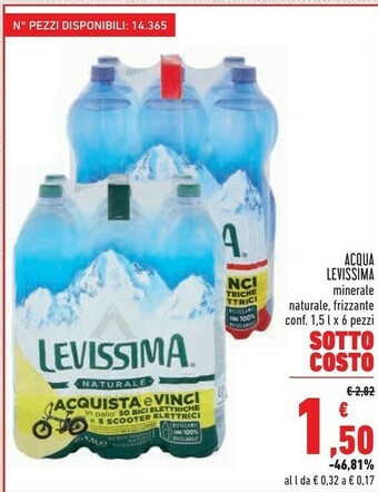 Conad Levissima Acqua Minerale Naturale Frizzante 1500 G(ml) offerta