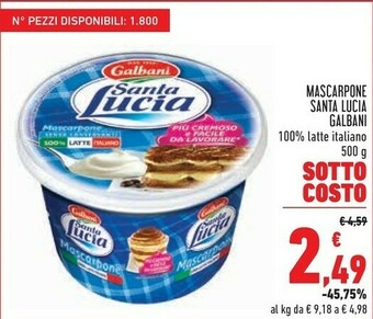 Conad Galbani Mascarpone Santa Lucia 500 G(ml) offerta