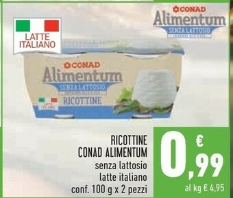 Conad Conad - Ricottine Alimentum Conad 200 G(ml) offerta
