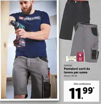 Lidl Parkside Pantaloni corti da lavoro per uomo Misure: 48-58 offerta