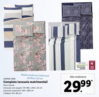 Lidl Livarno Home Completo lenzuola matrimoniali offerta
