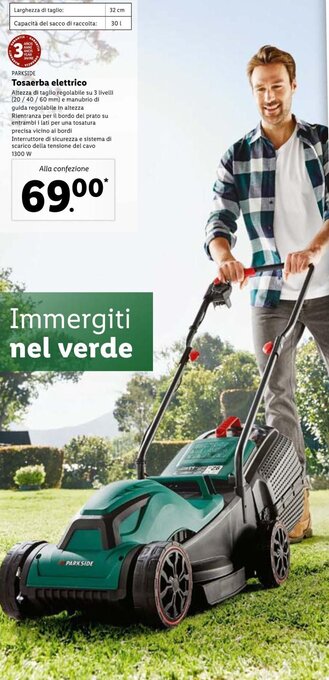 Lidl Parkside Tosaerba elettrico offerta