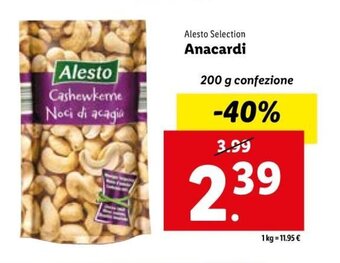 Lidl Alesto Selection Anacardi 200 g offerta