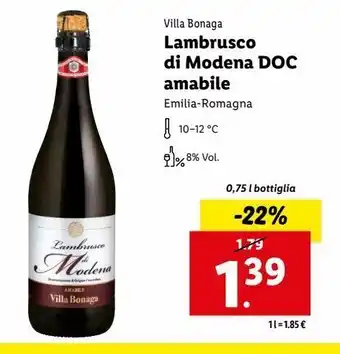Lidl Lambrusco di modena doc amabile offerta