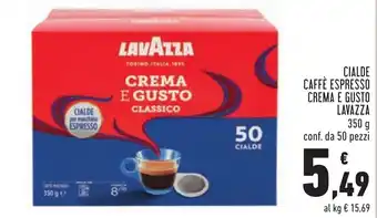Conad Superstore Lavazza Cialde Caffè Espresso Crema e Gusto 350 g 50 pezzi offerta