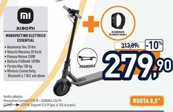Unieuro Xiaomi Mi Electric Scooter Essential 20 Km/h Alluminio offerta