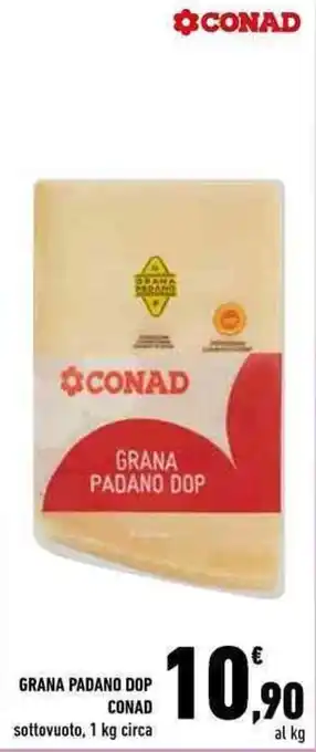 Conad City Conad Grana Padano DOP sottovuoto, 1 kg circa offerta