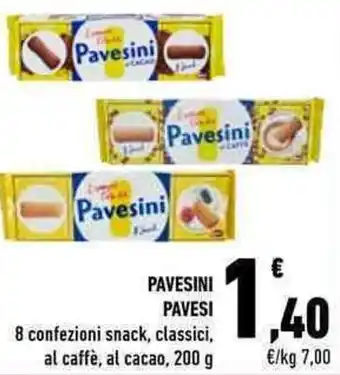 Conad City Pavesi Pavesini 8 confezioni snack, classici, al caffè, al cacao 200 g offerta