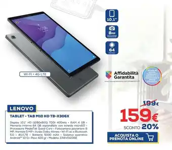 Euronics Lenovo Tablet - Tab M10 HD TB-X306X offerta