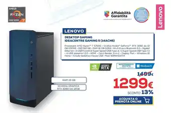 Euronics Lenovo Desktop Gaming Ideacentre Gaming 5 (14ACN6) offerta