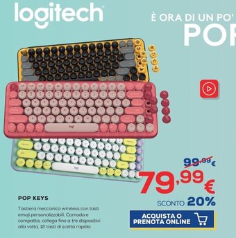 Euronics Logitech Pop Keys offerta
