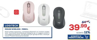 Euronics Logitech Mouse Wireless - M650 L offerta