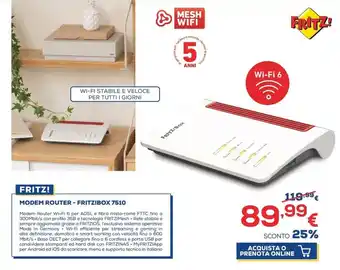 Euronics Fritz! Modem Router - Fritz!Box 7510 offerta
