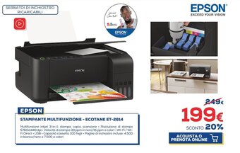 Euronics Epson Stampante Multifunzione - Ecotank ET-2814 offerta