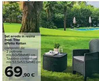 Carrefour Set Arredo In Resina Effetto Rattan offerta