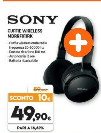 Expert Sony Cuffie Wireless MDRRF811RK offerta