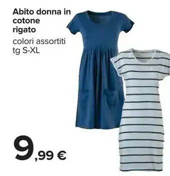 Carrefour Abito Donna In Cotone Rigato offerta