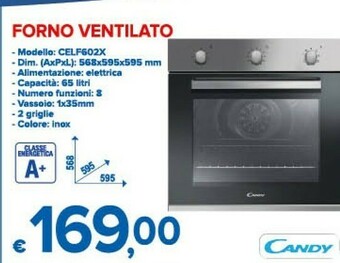 MD Discount Candy CELF602X/E Forno Elettrico 65 L Acciaio Inossidabile A+ offerta