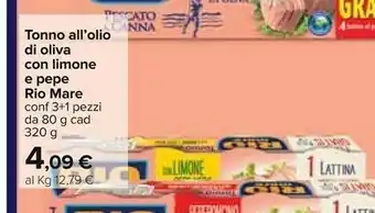 Carrefour Rio Mare Tonno All'olio Di Oliva Con Limone E Pepe offerta