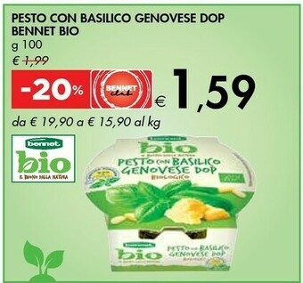 Bennet Bio Pesto Con Basilico Genovese Dop 100 G