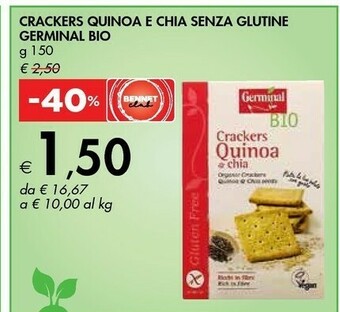 Germinal Crackers Quinoa E Chia Senza Glutine Bio 150 G
