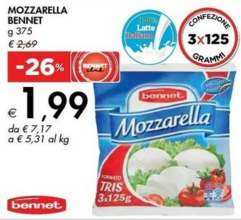 Bennet Bennet Mozzarella 375 G offerta