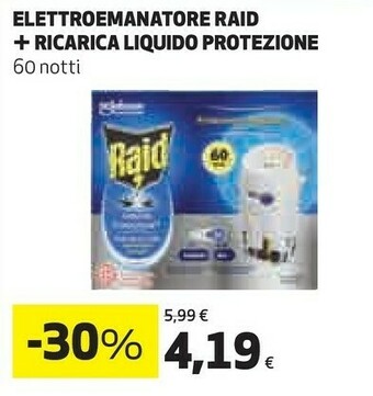 Coop Raid Elettroemanatore + Ricarica Liquido Protezione 60 Notti offerta