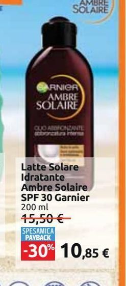 Carrefour Market Latte solare idratante ambre solaire spf 30 garnier offerta