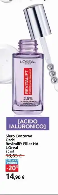 Siero contorno occhi revitalift filler ha l'oreal 20 ml