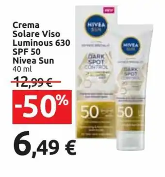 Carrefour Market Nivea Sun Crema Solare Viso Luminous 630 SPF 50 40 ml offerta