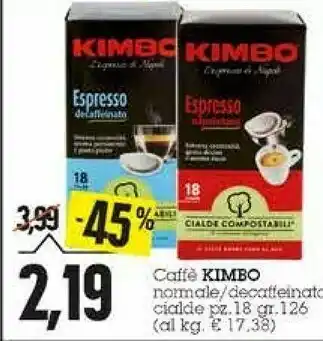 Emi Supermercati Kimbo Cialde caffè offerta