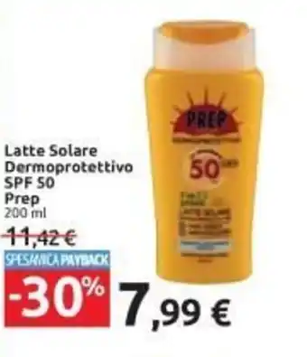 Carrefour Iper Prep Latte Solare Dermoprotettivo SPF 50 200 ml offerta