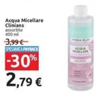 Carrefour Iper Clinians Acqua Micellare 400 ml offerta
