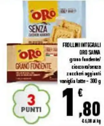 Conad Oro Saiwa frollini integrali 300 g offerta