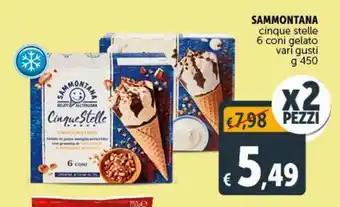 Deco Supermercati Sammontana cinque stelle 6 coni gelato vari gusti g 450 offerta