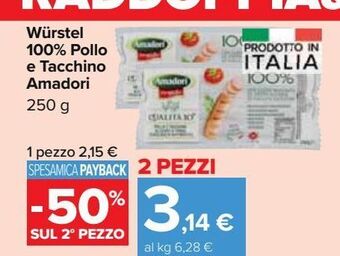 Carrefour Market Wurstel 100% pollo e tacchino amadori offerta