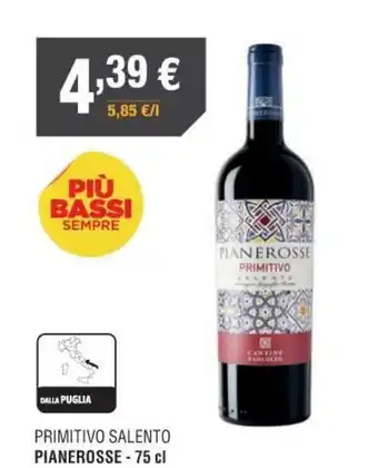 Poli Pianerosse Primitivo salento 75 cl offerta