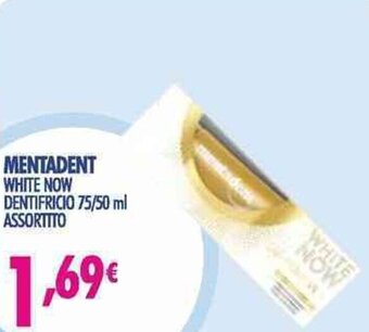 Acqua & Sapone Mentadent White Now Dentifricio 75/50 ml assortito offerta
