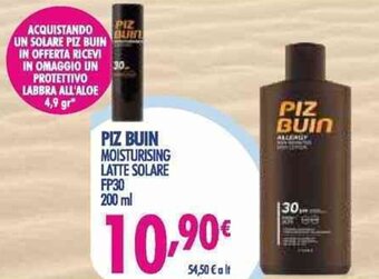 Acqua & Sapone Piz Buin Moisturising latte solare FP30 200 ml offerta