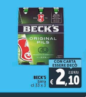 Deco Supermercati Beck's birra cl 33 x 3 offerta