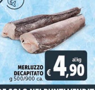 Deco Supermercati Merluzzo decapitato g 500/900 ca. offerta
