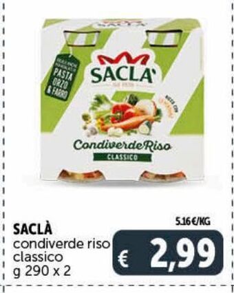 Deco Supermercati Sacla condiverde riso classico  g 290 x 2 offerta