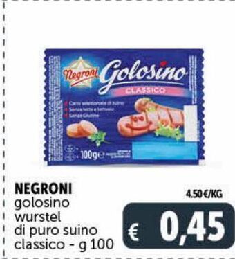 Deco Supermercati Negroni golosino wurstel di puro suino classico - g 100 offerta