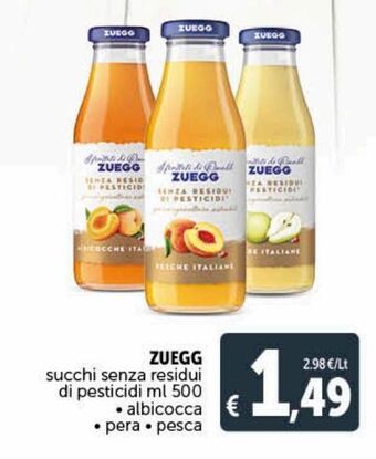 Deco Supermercati Zuegg succhi senza residui di pesticidi ml 500 -albicocca - pera - pesca offerta