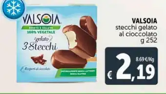 Deco Supermercati Valsoia stecchi gelato al cioccolato g 252 offerta