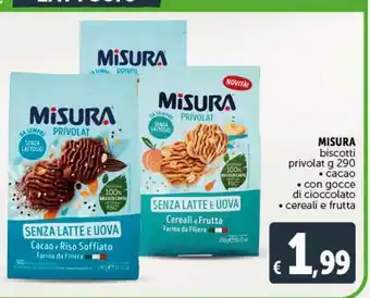 Deco Supermercati Misura biscotti privolat g 290 -cacao -con gocce di cioccolato -cereali e frutta offerta