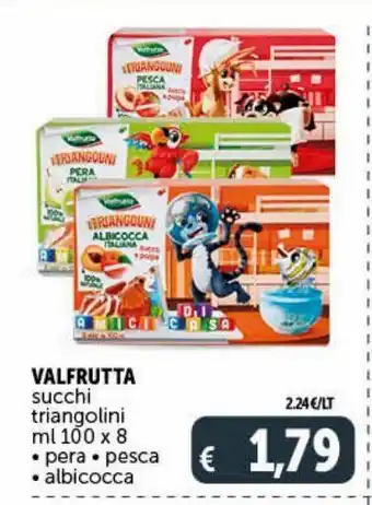 Deco Supermercati Valfrutta succhi triangolini ml 100 x 8 - pera -pesca - albicocca offerta